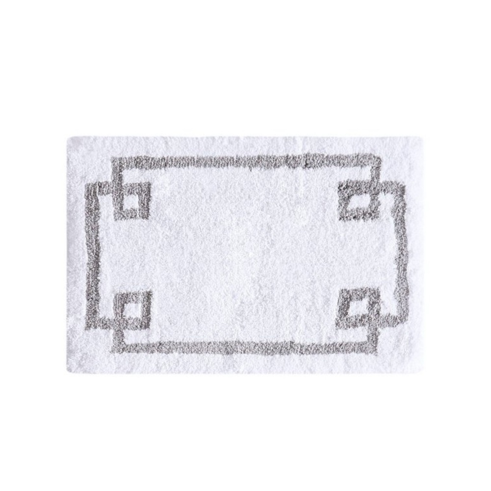 Cotton Tuffed White and Gray Bath Mat (2)